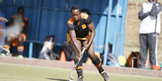 Veteran Telkom Orange forward Jackline Mwangi drives the ball 
