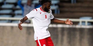 Harambee Stars midfielder Johanna Omolo celebrates scoring against Togo 