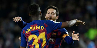 Barcelona Ansu Fati and Lionel Messi