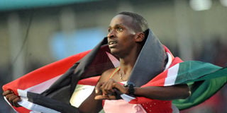 Moitalel Mpoke celebrates after winning silver in 400m hurdles at World Under-18 championships in Nairobi