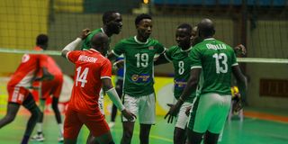 Wafalme Stars players celebrate a point