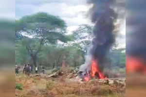 A scene where a KDF helicopter carrying Chief of Defence Forces General Francis Ogolla and 11 others crashed