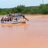 boat crossing a flooded area from Madogo to Garissa town
